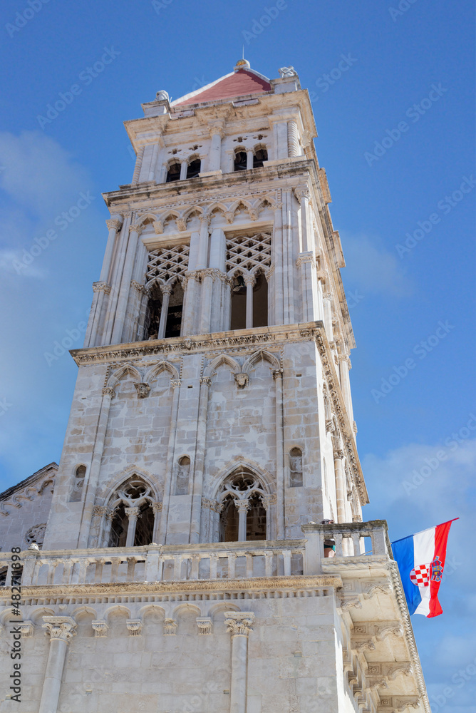 The bell tower of Sv. Lovre Cathedral in Trogir, Croatia. Europe