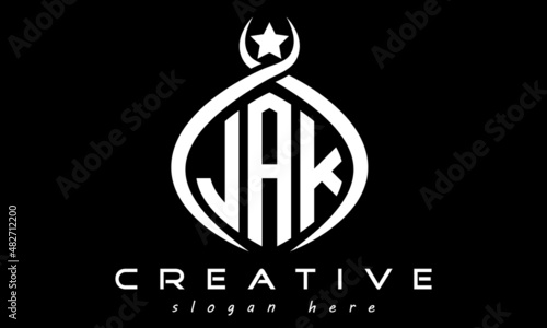 JAK three letters monogram curved oval initial logo design, geometric minimalist modern business shape creative logo, vector template	