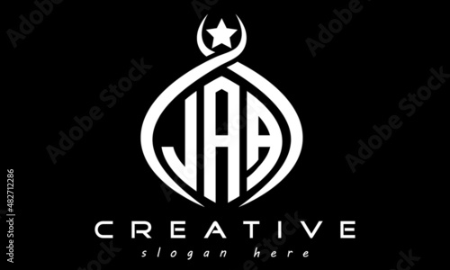 JAA three letters monogram curved oval initial logo design, geometric minimalist modern business shape creative logo, vector template	
 photo