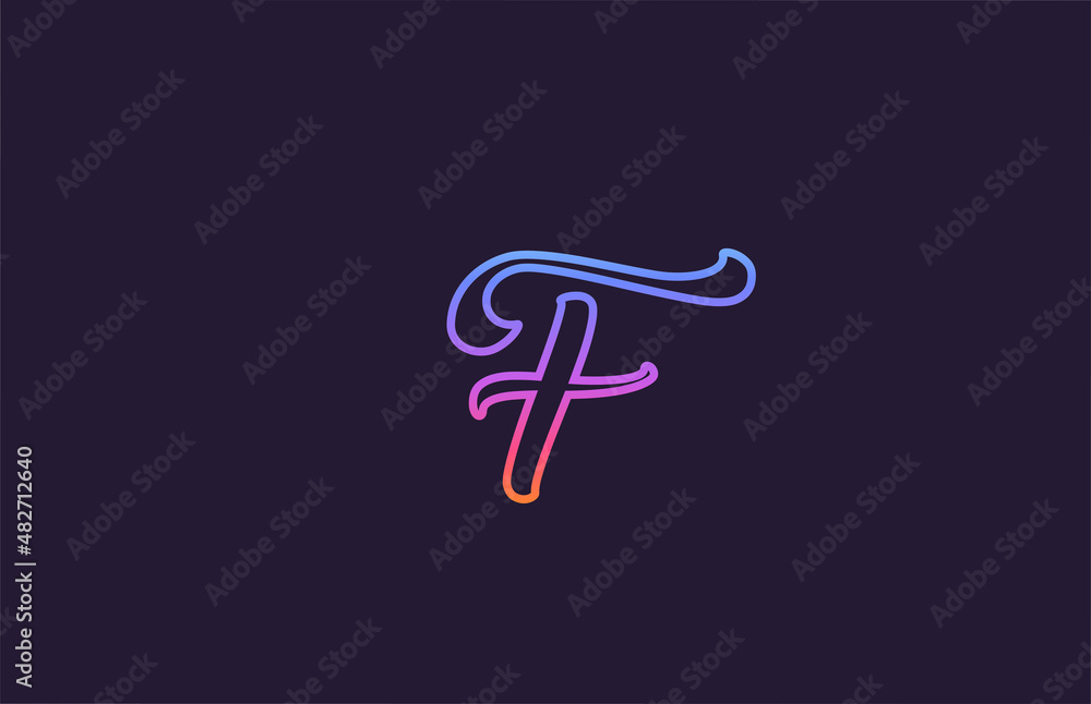 F alphabet letter icon logo design. Creative template for business and company with colorful line color F alphabet letter icon logo design. Creative template for business and company with colorful line color