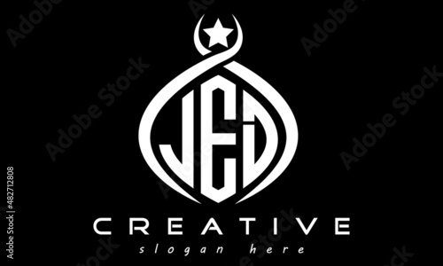 JED three letters monogram curved oval initial logo design, geometric minimalist modern business shape creative logo, vector template	
