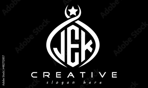 JEK three letters monogram curved oval initial logo design, geometric minimalist modern business shape creative logo, vector template	
