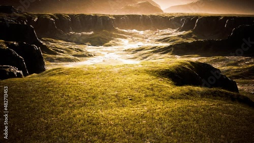 Mountain scenery with dry grass in Afghanistan photo