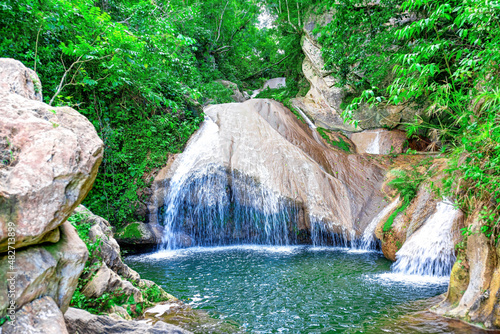 Canvas Print Scene from Hanabanilla Lake or Dam which is a natural reserve and famous tourist