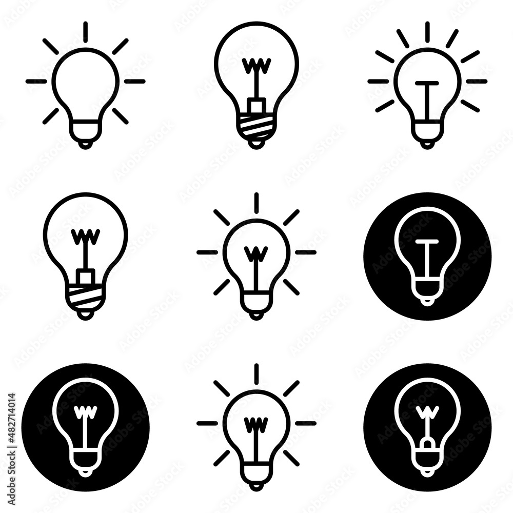 Lightbulbs Flat Icon Set Isolated On White Background Lightbulbs Flat Icon Set Isolated On White Background