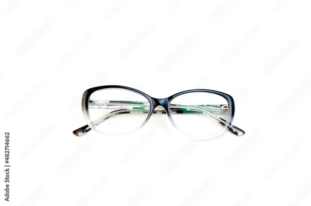 eyeglasses on a white background with a black rim eyeglasses on a white background with a black rim