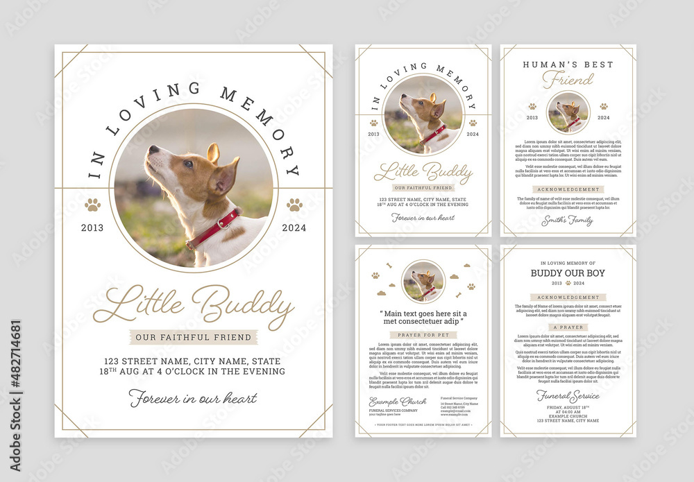 Pet Themed Funeral Program for Dogs or Cats Stock Template | Adobe Stock pet-themed-funeral-program-for-dogs-or-cats-stock-template-adobe-stock