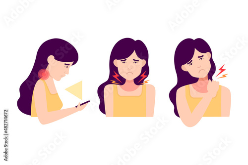 Tech neck or office syndrome, woman