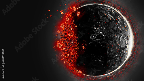 Obraz na plátne Earth destruction, meteorite that hit the Earth