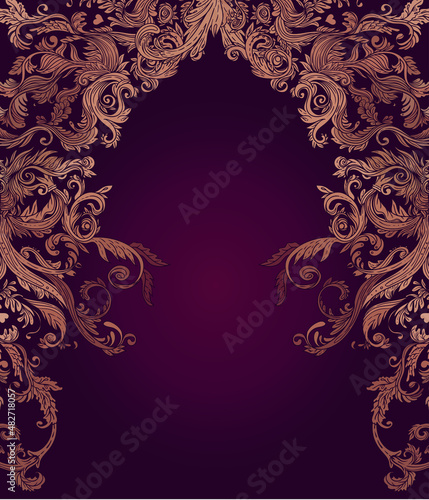 Seamless vintage background brown baroque pattern