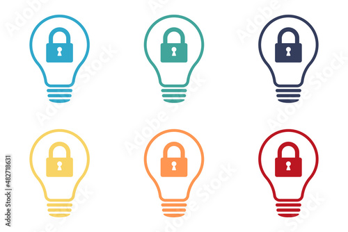 Patented solution. A light bulb with a lock. Illustration. Isolated on a white background.