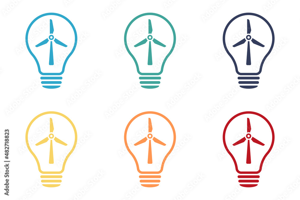 Light bulbs set. Green energy concept.