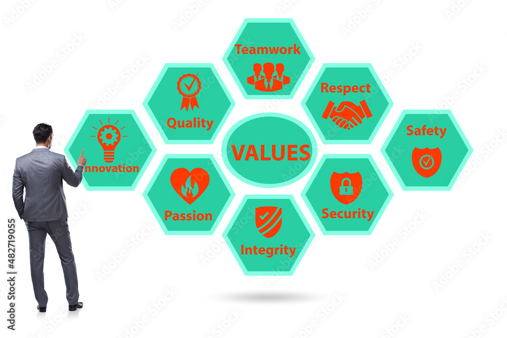 Businessman in the corporate values concept Businessman in the corporate values concept