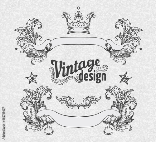 Vintage design elements set. Ribbons. Vector illustration.