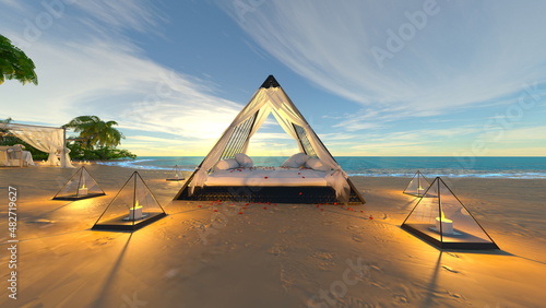 浜辺のテント
