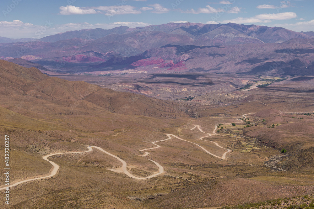 Panoramic view of the route to Hornocal, Jujuy,
Argentina, in the vicinity of Humahuaca.