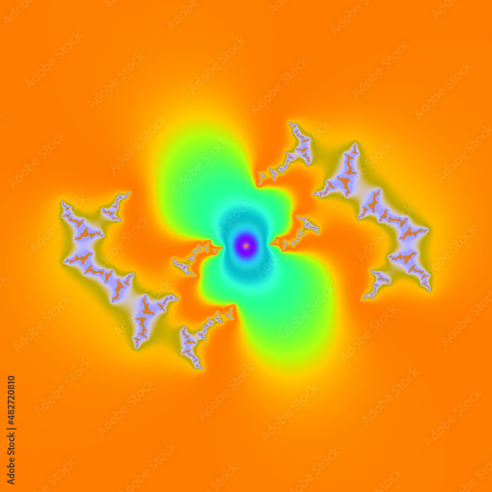 Fototapeta premium Yellow blue fractal, design, background with stars