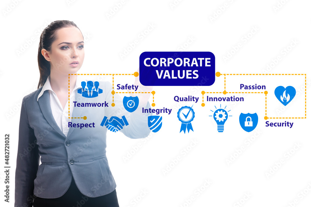 Businesswoman in the corporate values concept Businesswoman in the corporate values concept