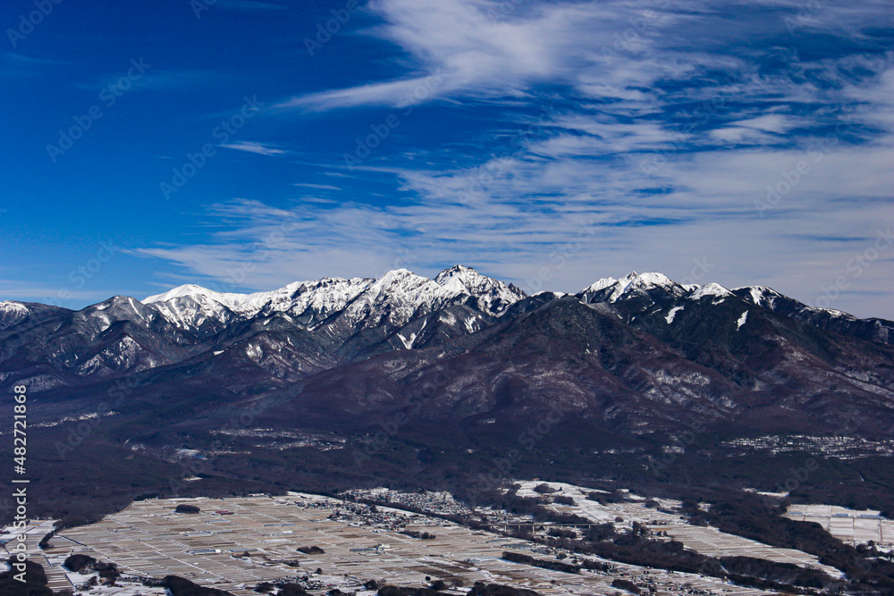Obraz premium 冬の八ヶ岳連峰 南八ヶ岳 富士見パノラマスキー場山頂からの絶景
