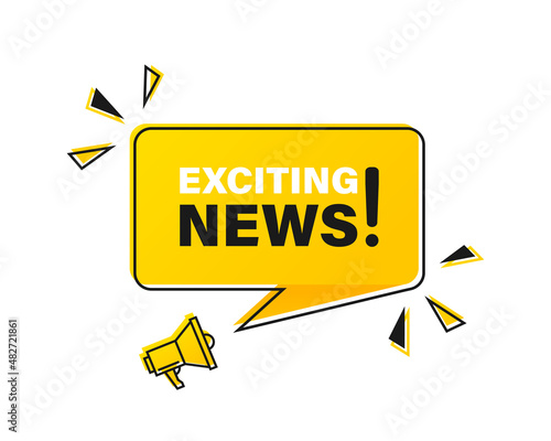 Megaphone with exciting news speech bubble. Loudspeaker. Banner for business, marketing and advertising. Vector illustration EPS 10
