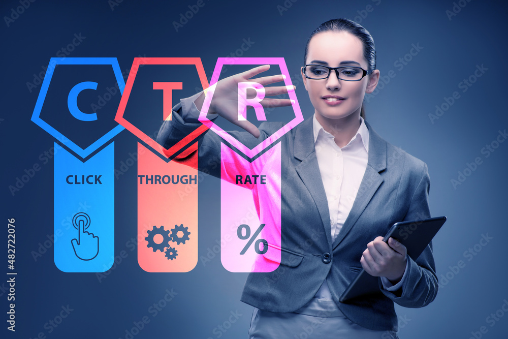 CTR click through rate concept with business people CTR click through rate concept with business people