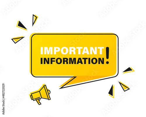 Megaphone with important information speech bubble. Loudspeaker. Banner for business, marketing and advertising. Vector illustration EPS 10