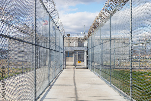USA, Virginia, Chainlink fence in prison photo