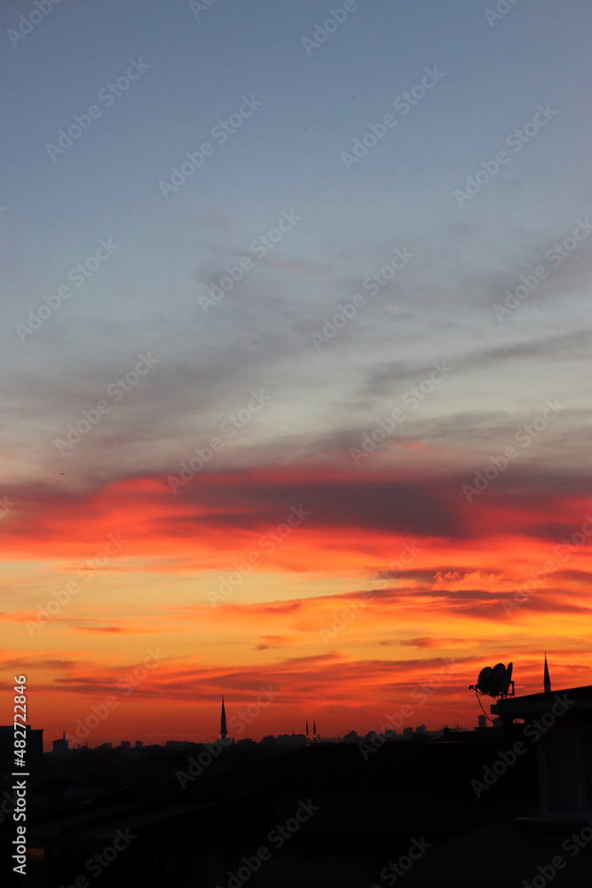 beautiful sunset and city silhouette beautiful sunset and city silhouette