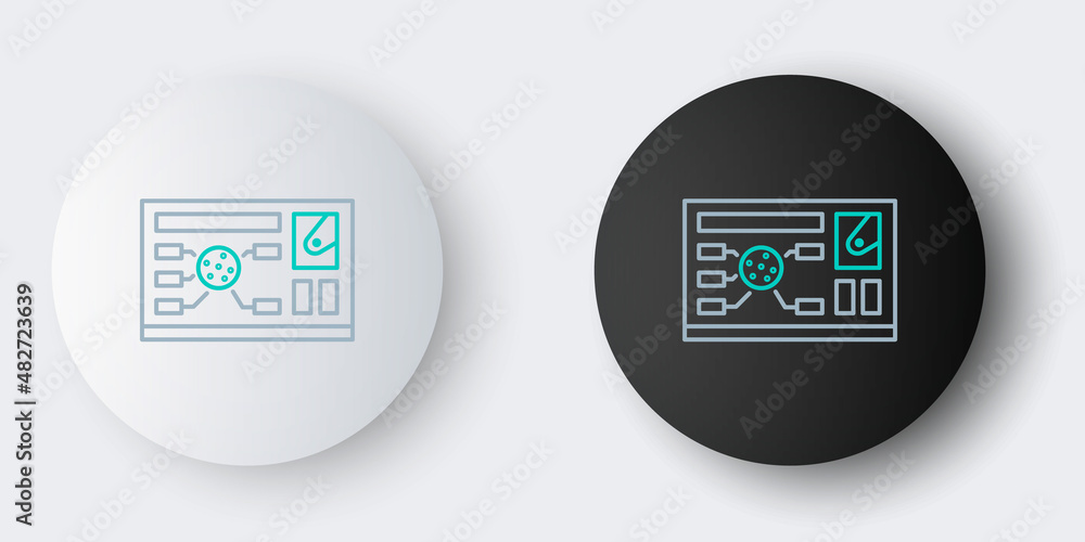 Line Futuristic hud interface icon isolated on grey background. Hologram ui infographic, interactive globe and cyber sky fi screen. Colorful outline concept. Vector Line Futuristic hud interface icon isolated on grey background. Hologram ui infographic, interactive globe and cyber sky fi screen. Colorful outline concept. Vector