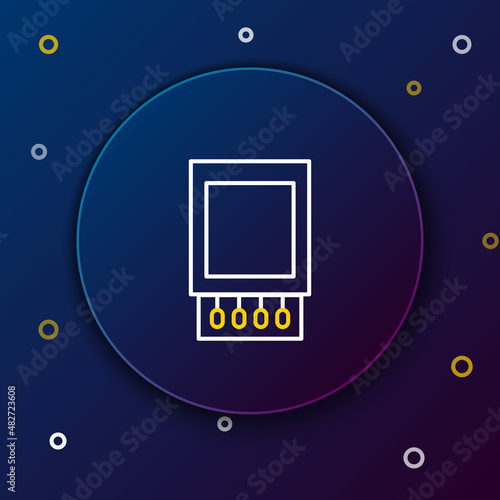 Line Open matchbox and matches icon isolated on blue background. Colorful outline concept. Vector
