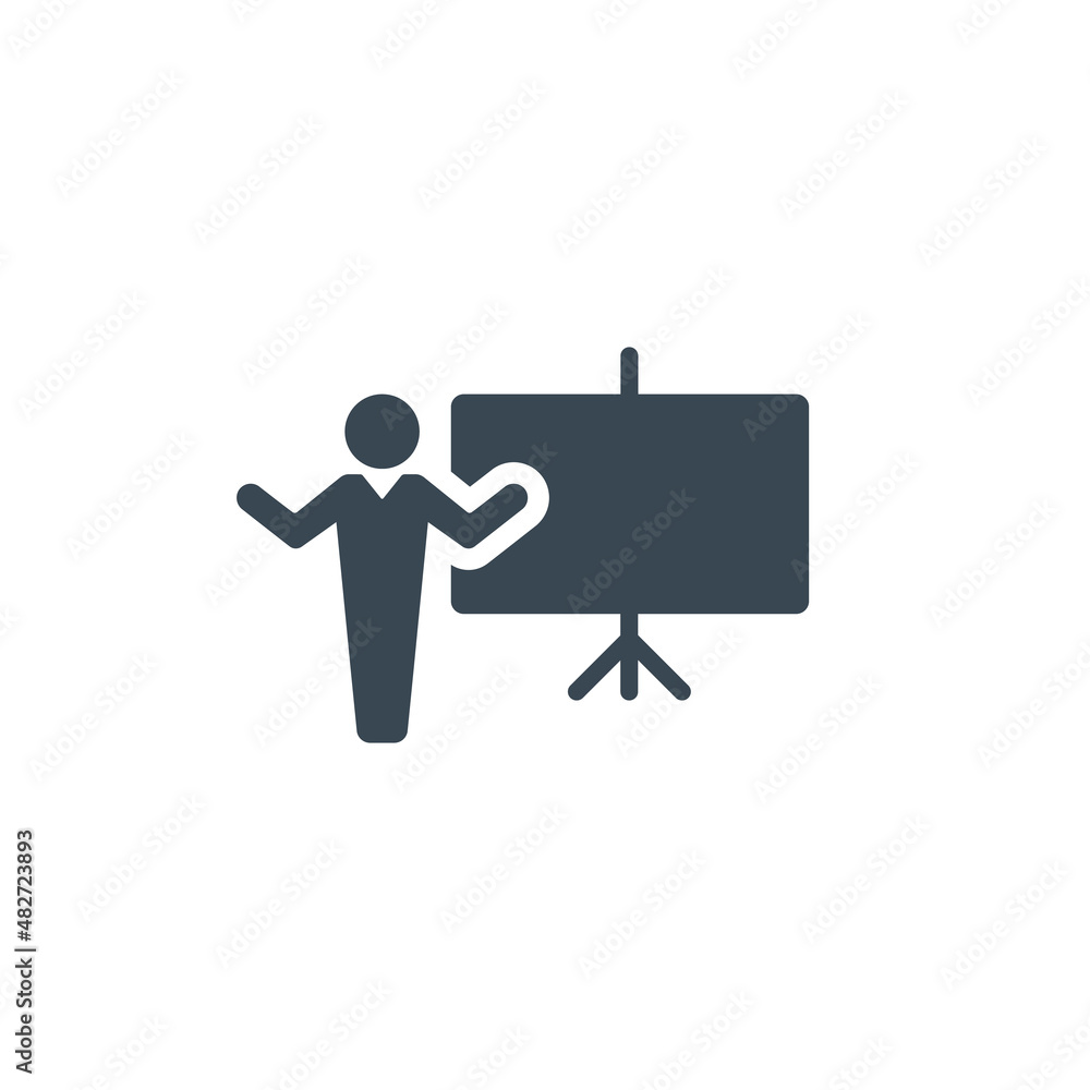 Training, presentation icon. School lecture, business seminar, teaching icon. Stock vector illustration isolated on white background.