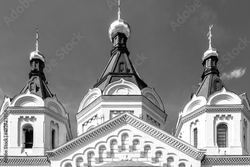 Obraz na płótnie Alexander Nevsky Cathedral in Nizhny Novgorod, domes and facade elements w salonie