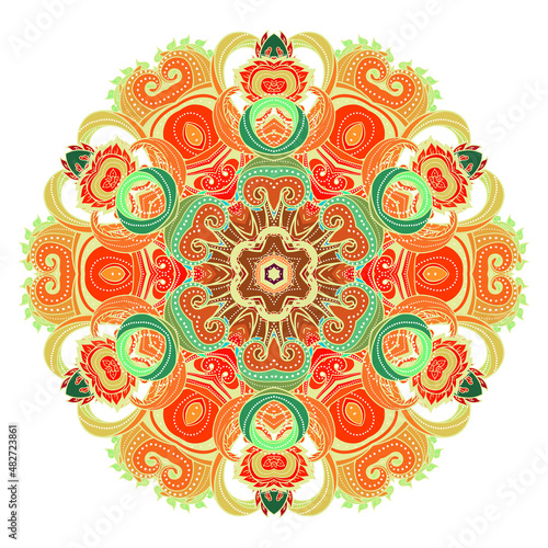 Floral paisley indian vector colorful ornate seamless pattern