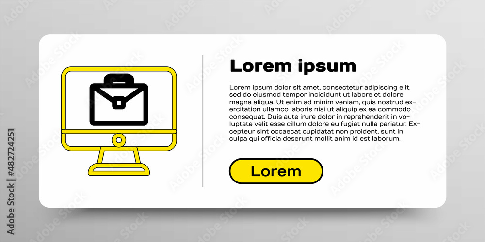 Line Online working icon isolated on white background. Freelancer man working on laptop at his house. Remote work. Distant job concept. Colorful outline concept. Vector Line Online working icon isolated on white background. Freelancer man working on laptop at his house. Remote work. Distant job concept. Colorful outline concept. Vector