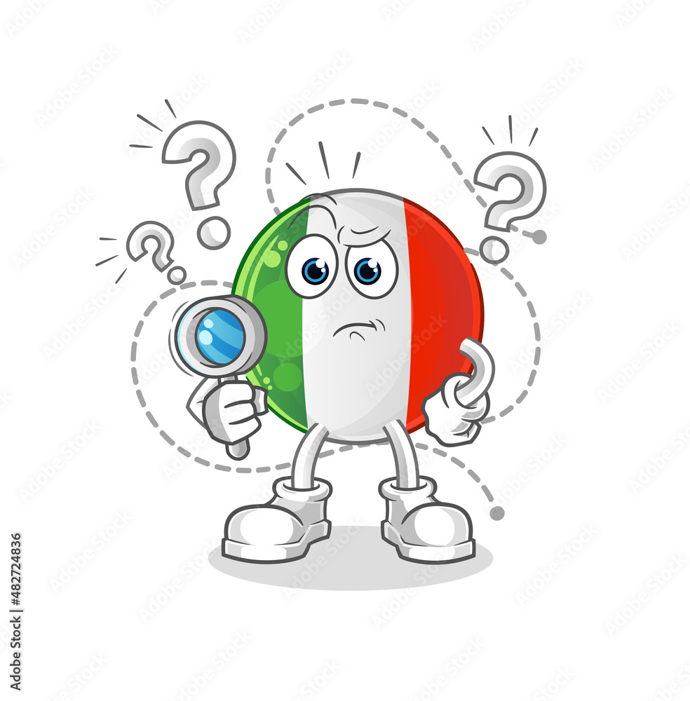 italy flag searching illustration. character vector