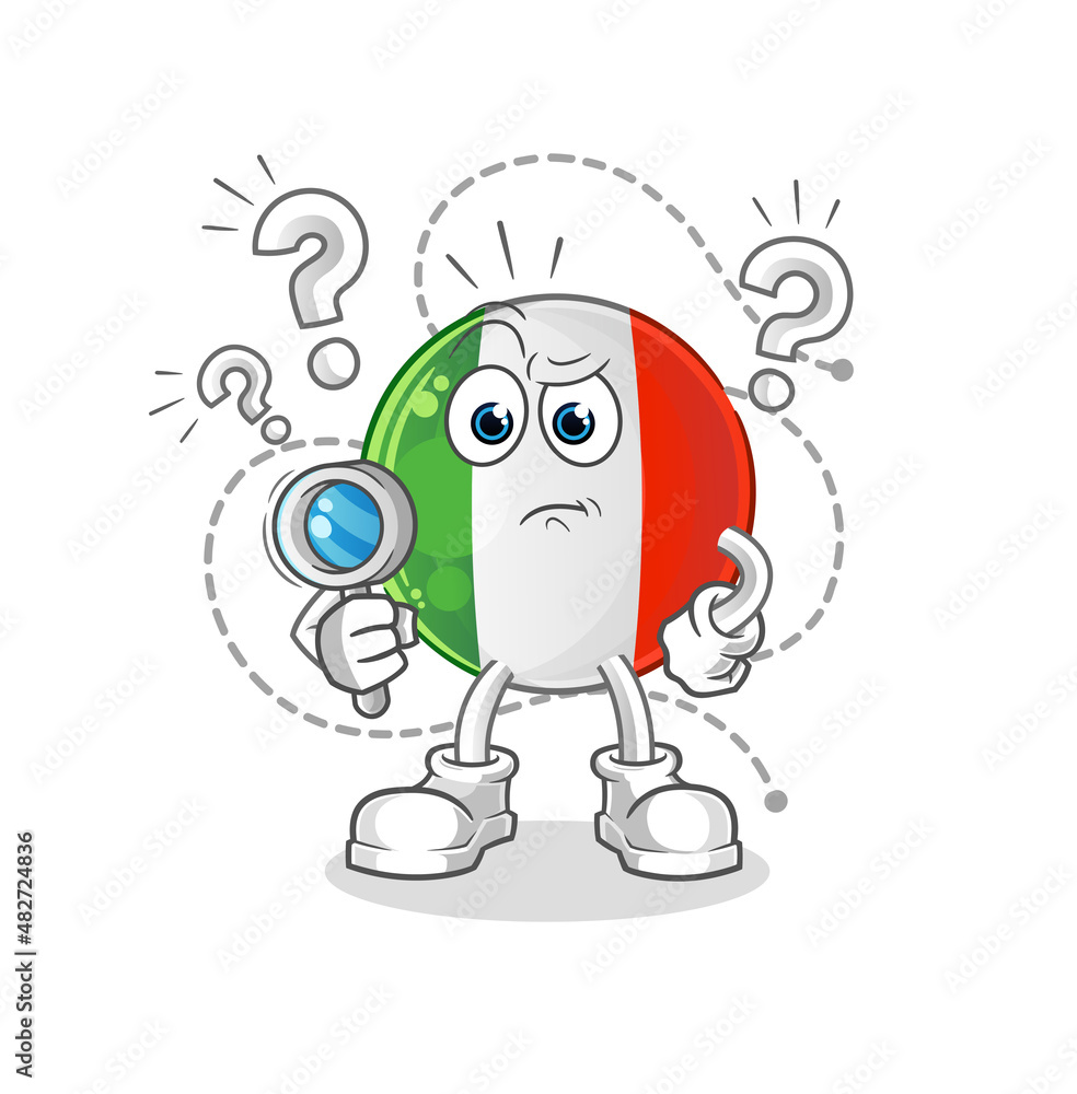 italy flag searching illustration. character vector italy flag searching illustration. character vector