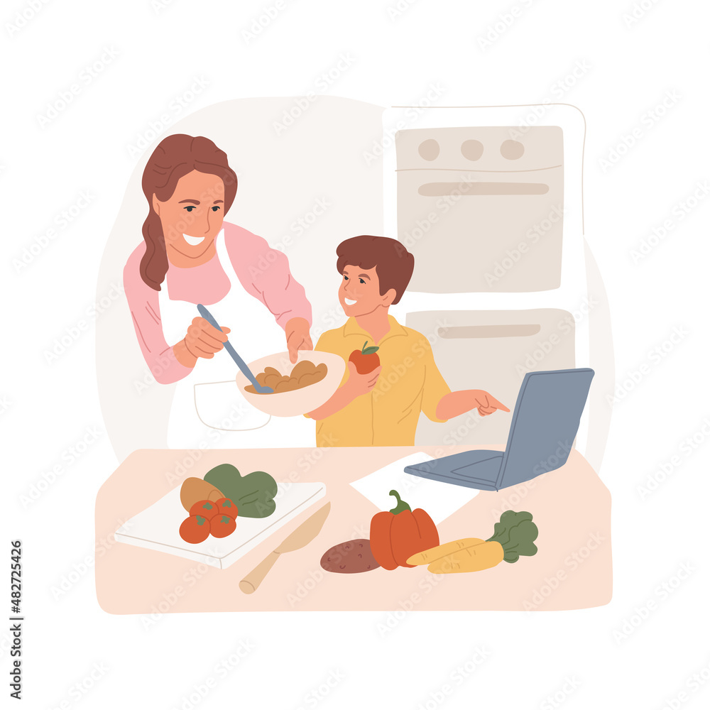 Cooking online class abstract concept vector illustration. Healthy eating online class for kids, cooking virtual camp, summer program, PA day, after school education, daycare abstract metaphor. Cooking online class abstract concept vector illustration. Healthy eating online class for kids, cooking virtual camp, summer program, PA day, after school education, daycare abstract metaphor.