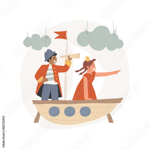 Drama and theatre class abstract concept vector illustration. Drama PA day program for children, music theatre day camp, singing and acting after school classes, education abstract metaphor.