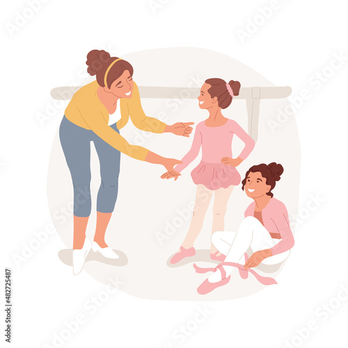 Dancing class abstract concept vector illustration. After school dancing class, ballet day camp, art activity, PA program, creativity development, child care, daycare center abstract metaphor.