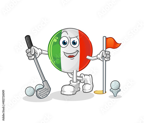 italy flag playing golf vector. cartoon character