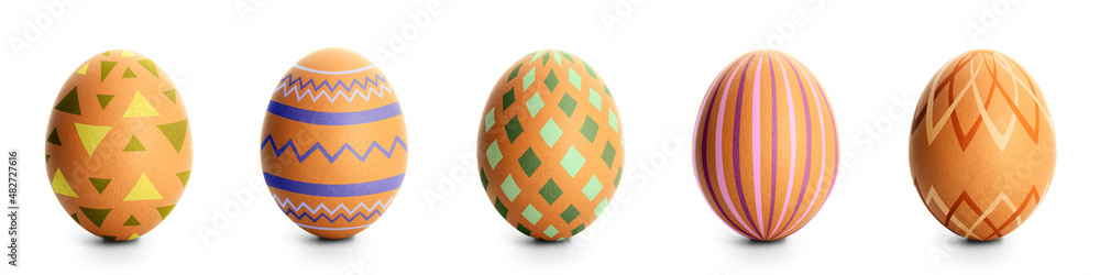 Creative Easter eggs on white background Creative Easter eggs on white background