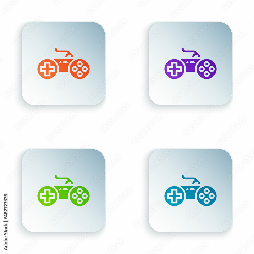 Color Gamepad icon isolated on white background. Game controller. Set colorful icons in square buttons. Vector Color Gamepad icon isolated on white background. Game controller. Set colorful icons in square buttons. Vector