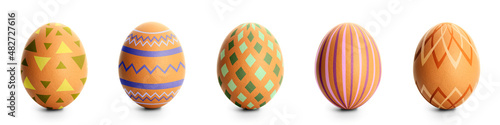 Creative Easter eggs on whi...