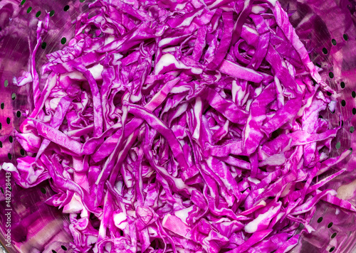 shredded purple cabbage for background close-up