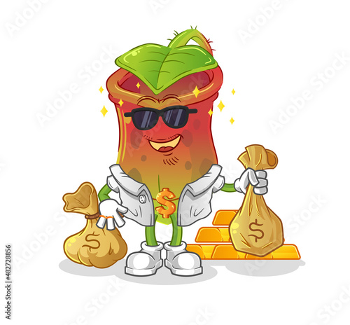 Nepenthes rich character. cartoon mascot vector
