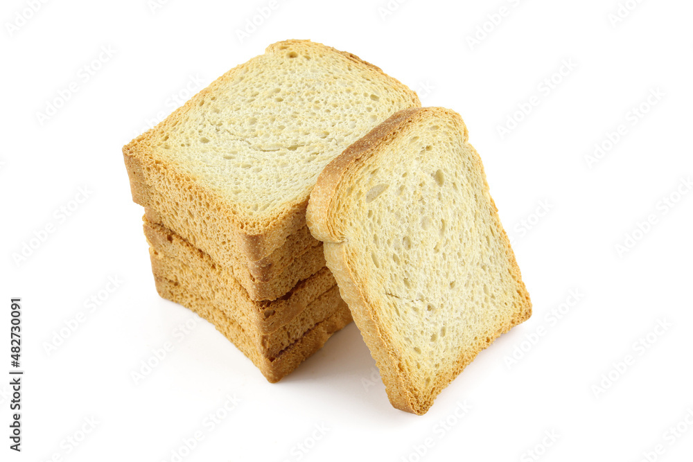 Stack of bread toasts isolated on white background Stack of bread toasts isolated on white background