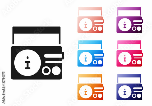 Black News on radio channel icon isolated on white background. Set icons colorful. Vector