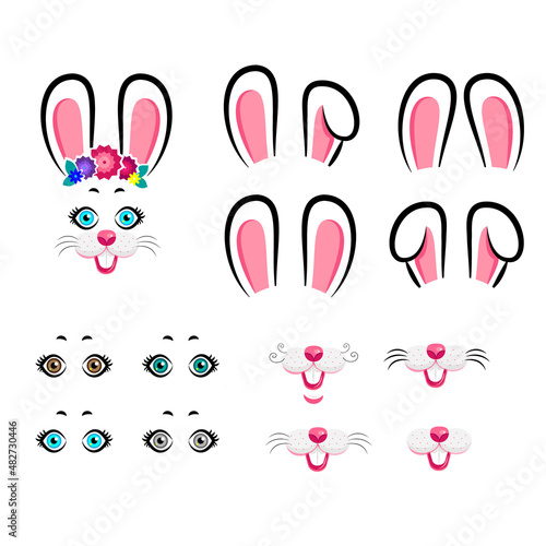 Creator of the Easter bunny face. The creator of the Easter bunny. cartoon vector illustration