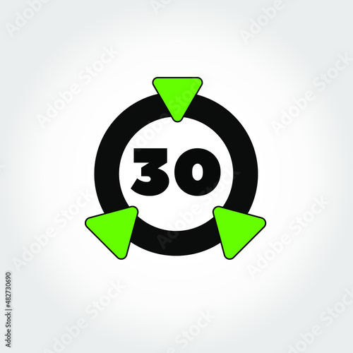 Ring icon with triangles and numeral 30 inside