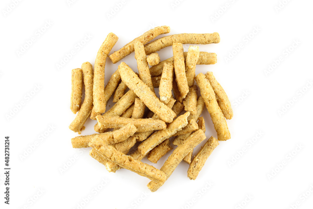 Group of salty peanut cracker sticks isolated on white background Group of salty peanut cracker sticks isolated on white background